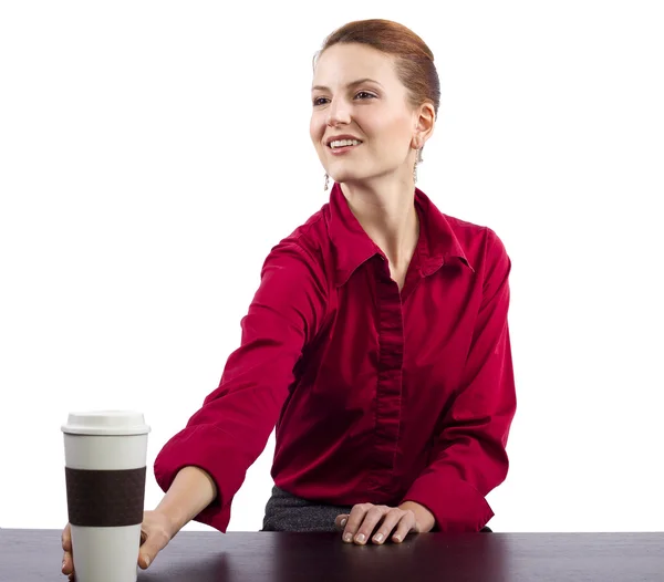 Woman serving coffee — Stock Photo, Image