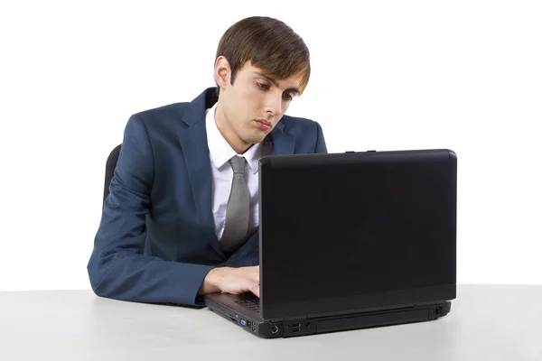 Zakenman met laptop — Stockfoto