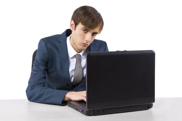 Homem de negócios com laptop — Fotografia de Stock