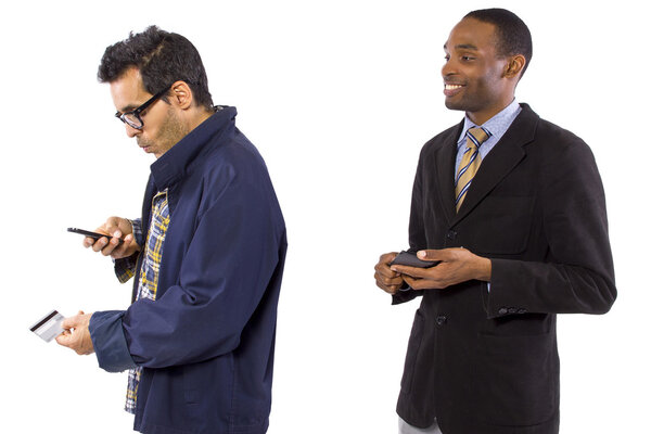 Con-artist stealing a customers credit card information