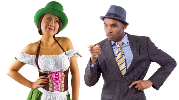 Businessman being polite by taking hat off — Stock Photo, Image