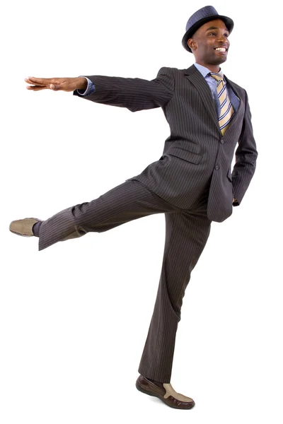 Businessman in a suit ballet dancing — Stock Photo, Image