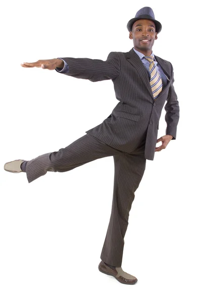 Businessman in a suit ballet dancing — Stock Photo, Image