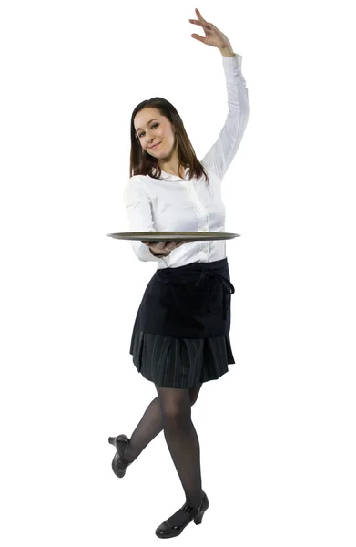 Female waitress dancing — Stock Photo, Image