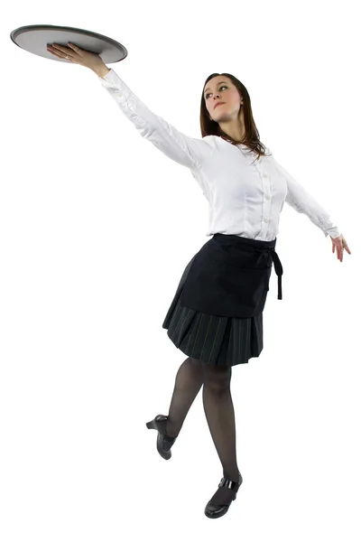 Female waitress dancing — Stock Photo, Image