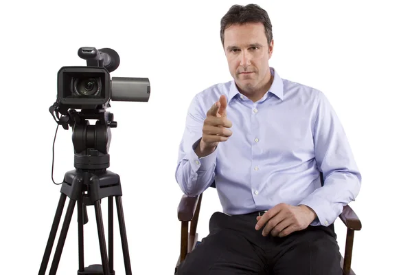 Gieten directeur met camera — Stockfoto