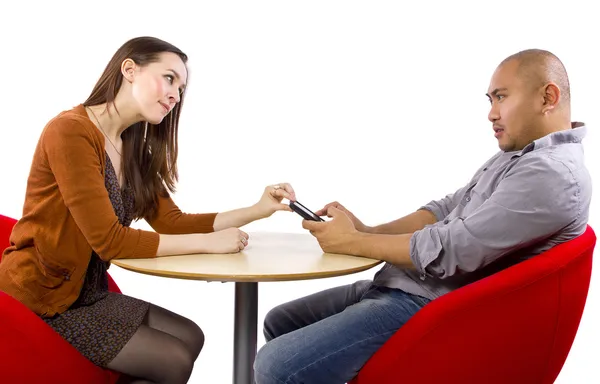 Man ignoring boring date — Stock Photo, Image