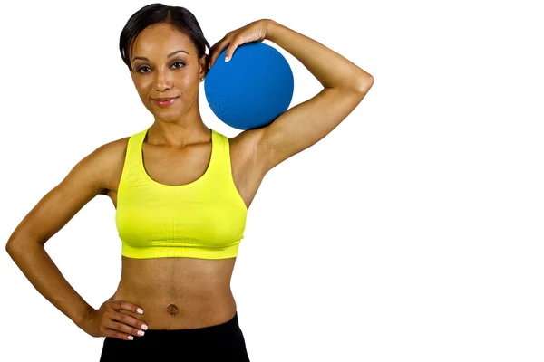 Mujer con dodgeball — Foto de Stock