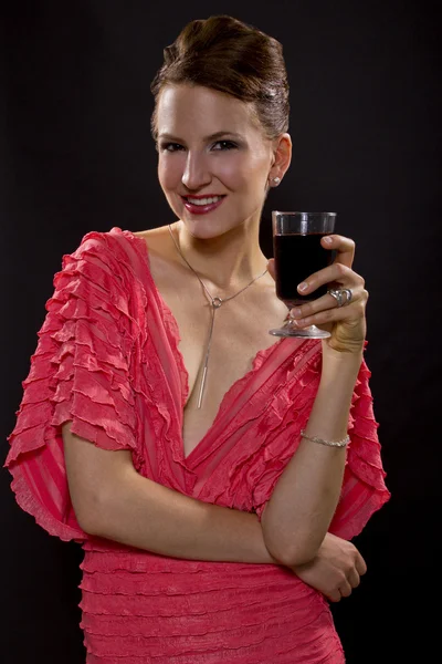 Nő bort iszik — Stock Fotó