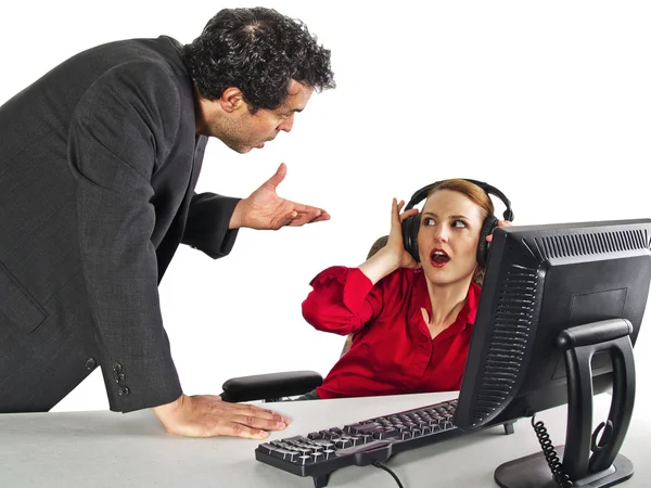 Secretary ignoring her boss — Stock Photo, Image