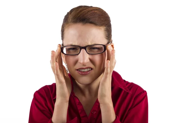 Businesswoman suffering from eyestrain — Stock Photo, Image