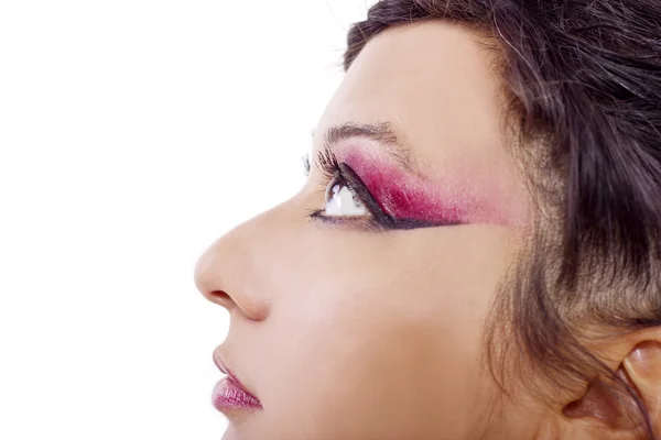 Artistic red eye makeup design — Stock Photo, Image