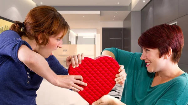 Two friends become rivals on Valentines Day — Stock Photo, Image