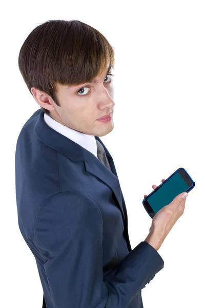 Businessman holding a cellphone — Stock Photo, Image