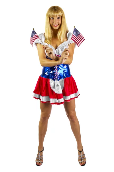 Mujer con bandera americana —  Fotos de Stock