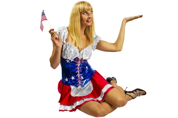 Woman wearing american flag — Stock Photo, Image
