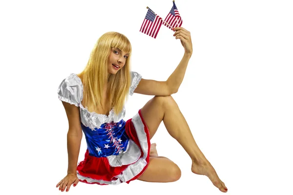 Woman wearing american flag — Stock Photo, Image