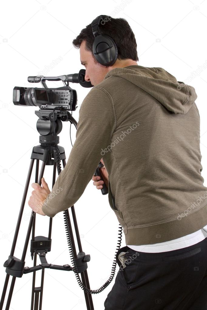 Camera operator with tripod