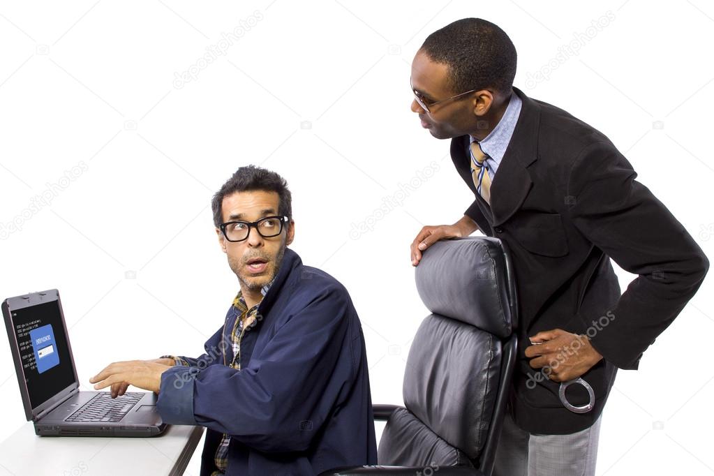 Goverment Agent Protecting a Computer from a Hacker