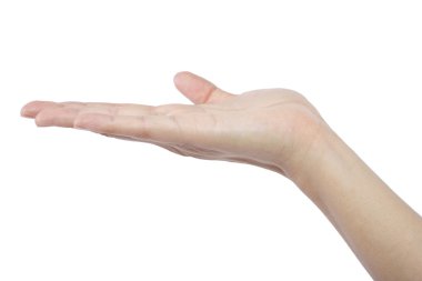 Female hand picking up something invisible