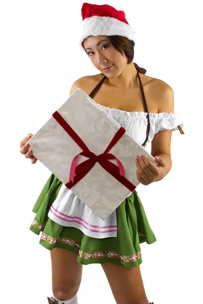 Asian female with gift — Stock Photo, Image