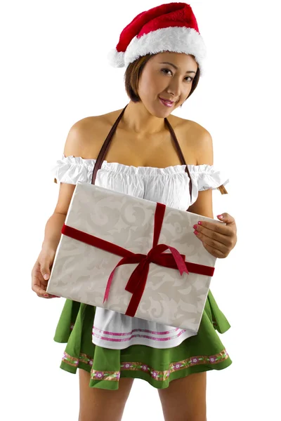 Asian female with gift — Stock Photo, Image