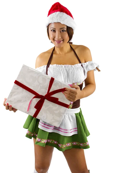 Asian female with gift — Stock Photo, Image