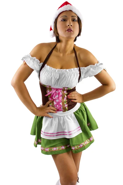 Female waitress dressed in elf costume — Stock Photo, Image