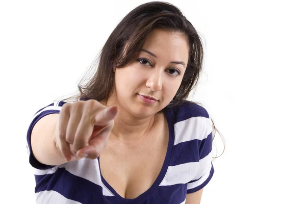 Woman pointing at Viewer — Stock Photo, Image