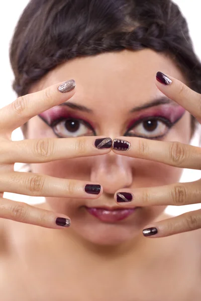 Model with makeup and nail polish — Stock Photo, Image
