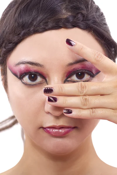 Model with makeup and nail polish — Stock Photo, Image