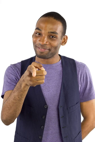Black male pointing to camera — Stock Photo, Image