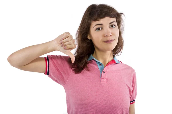 Female showing fingers down — Stock Photo, Image