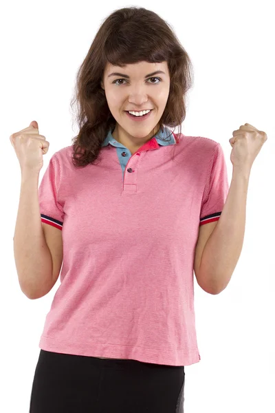 Motivated girl with gestures — Stock Photo, Image