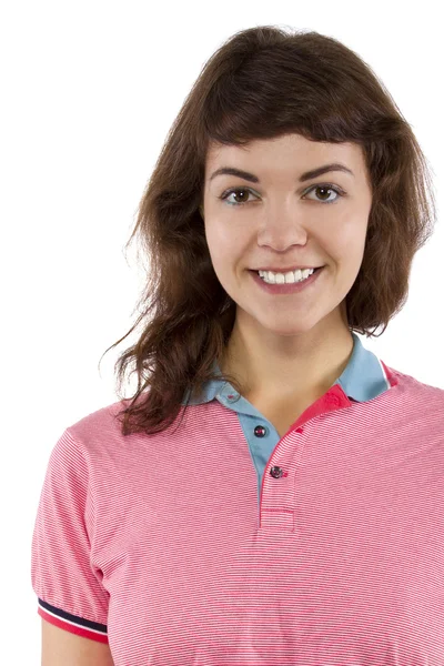 Adolescente feminina vestindo camisa rosa — Fotografia de Stock