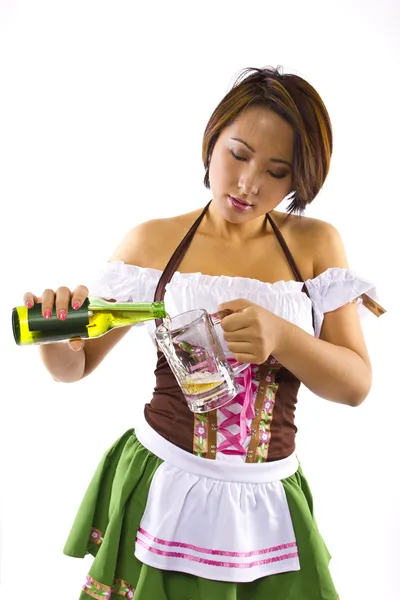 Female waitress in octoberfest costume — Stock Photo, Image