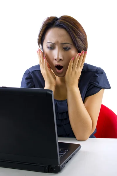 Woman frustrated, accounts are overdrawn — Stock Photo, Image