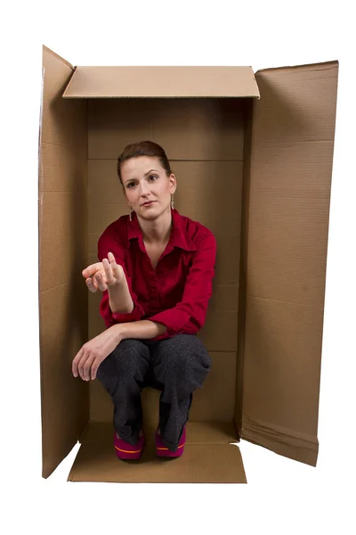 Professional Woman Living in Box — Stock Photo, Image