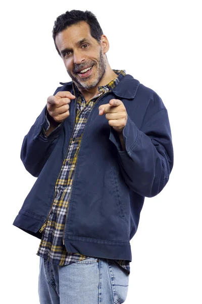 Casual dressed man pointing — Stock Photo, Image