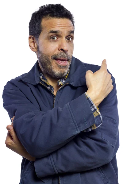 Casual dressed man pointing — Stock Photo, Image