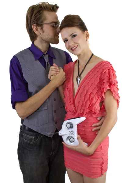 Woman controlling her boyfriend — Stock Photo, Image