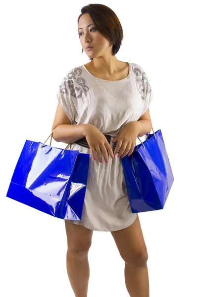 Asiatico femmina con shopping bags — Foto Stock