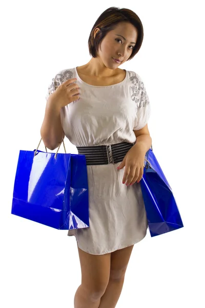 Asian female with shopping bags — Stock Photo, Image