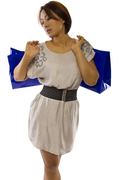 Asian female with shopping bags — Stock Photo, Image