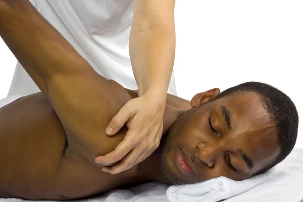 Therapist helping male patient — Stock Photo, Image