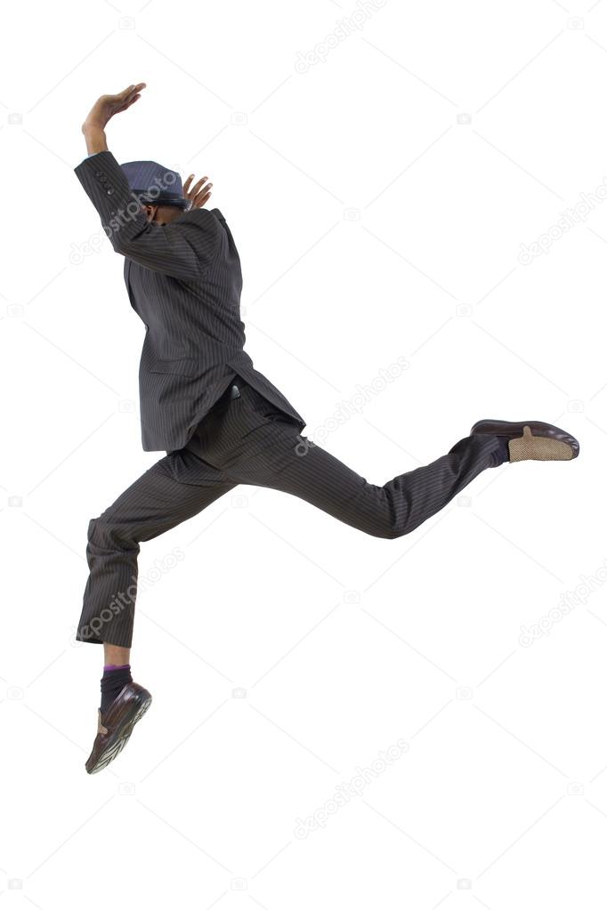 Businessman leaping