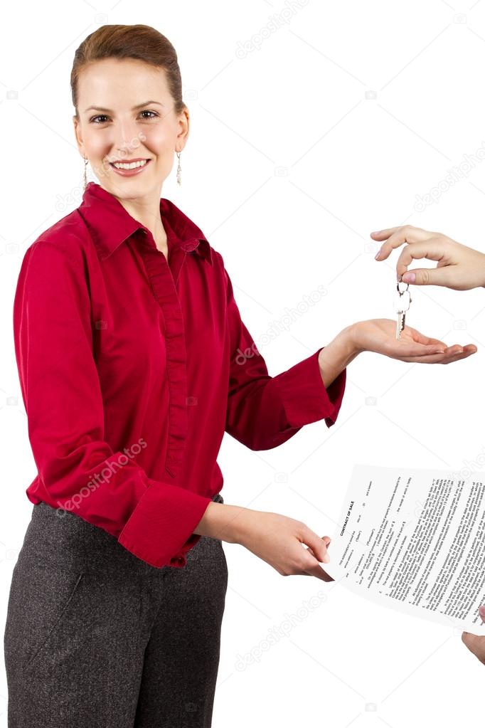Woman holding keys