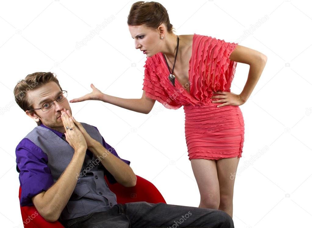 Woman overwhelming her boyfriend