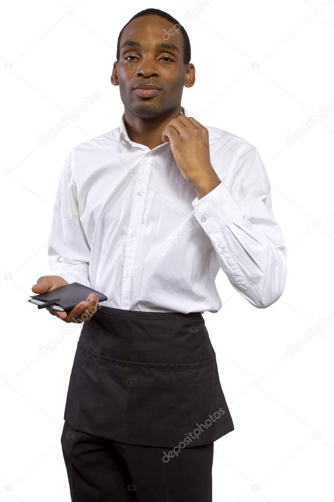 Overworked young male waiter