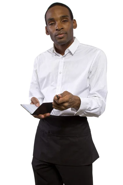 Overworked young male waiter — Stock Photo, Image